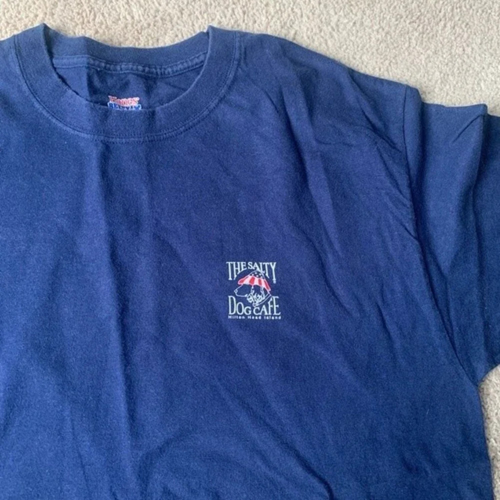 The Salty Dog Cafe T-shirt Hilton Head Navy Blue Red Patriotic Size M L - Picture 3 of 5